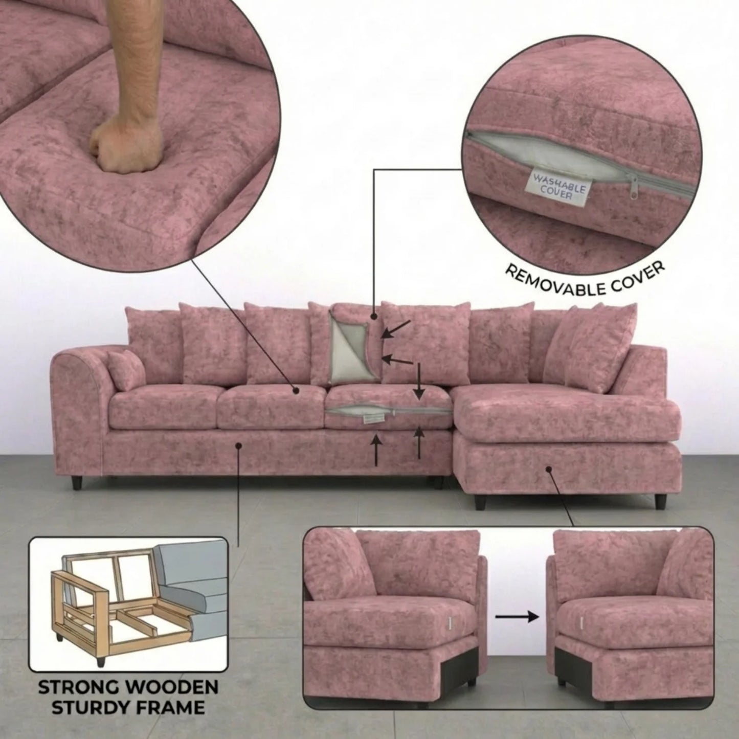 XL Right Hand Facing Pink