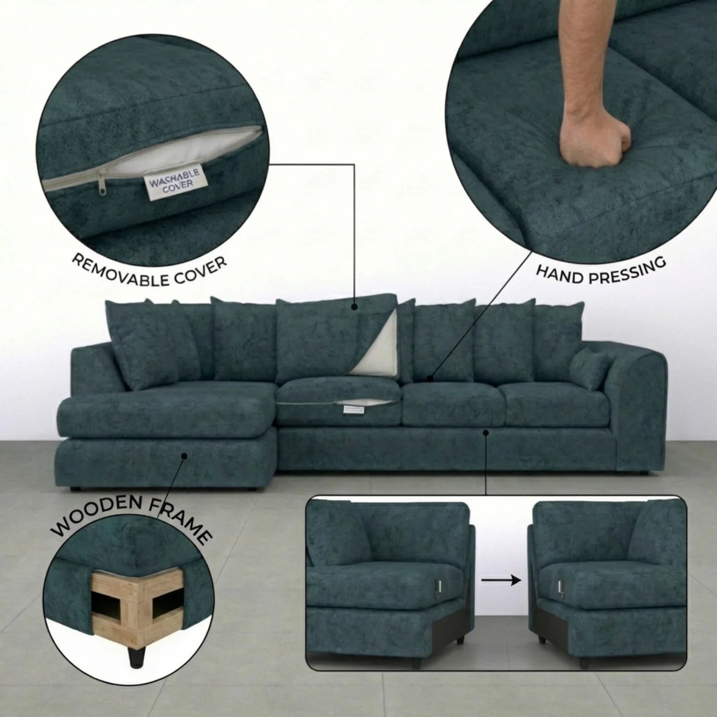 XL Left Hand Facing Teal