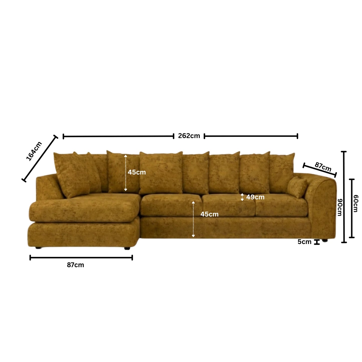 XL Left Hand Facing Mustard