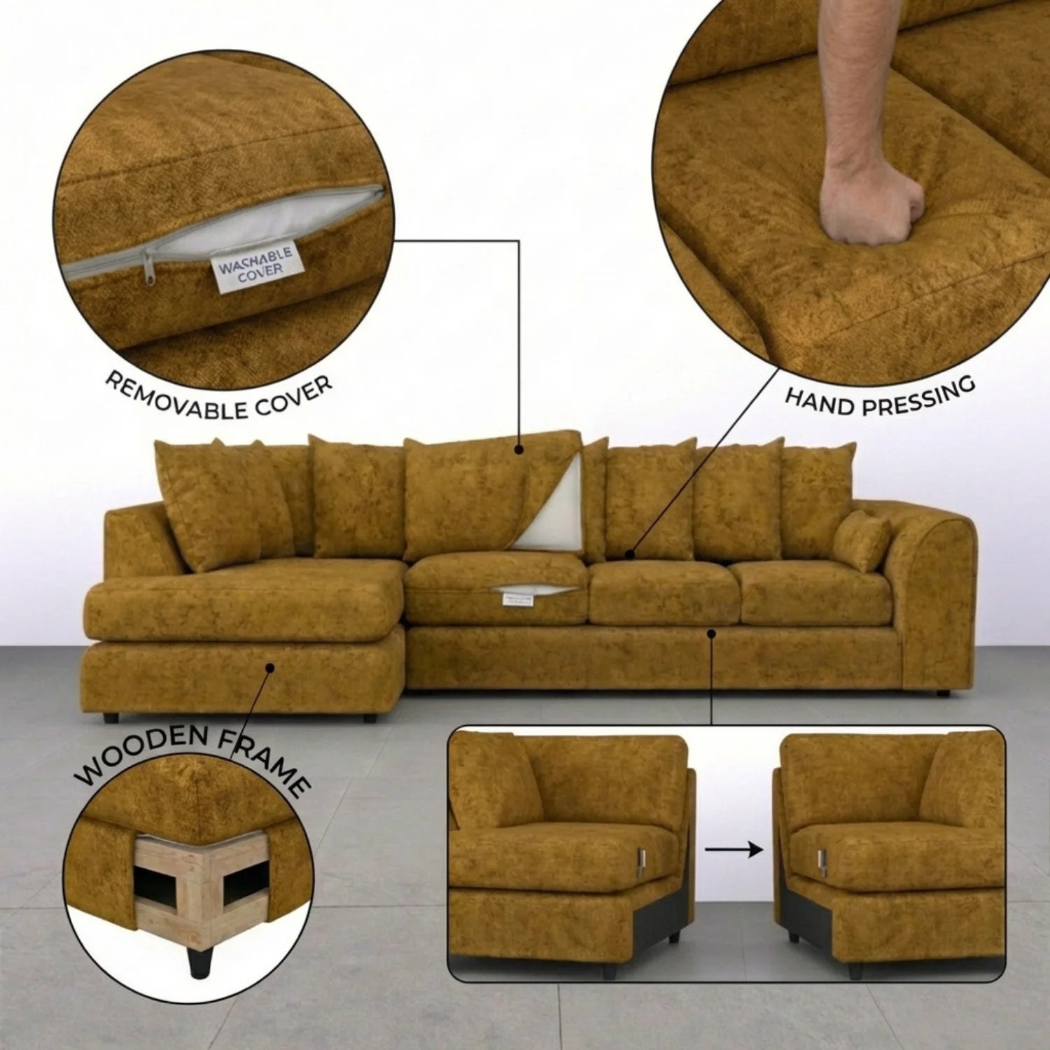 XL Left Hand Facing Mustard