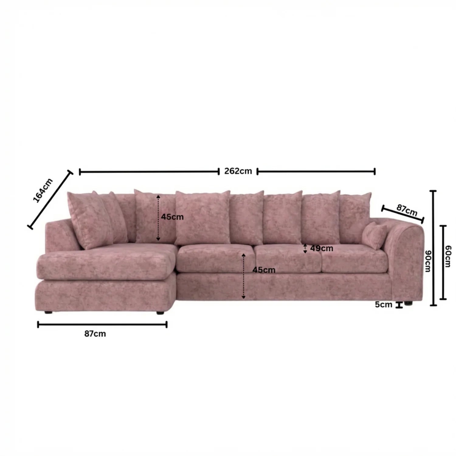 XL Left Hand Facing Pink