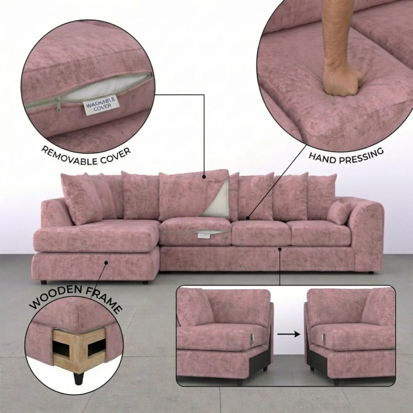 XL Left Hand Facing Pink