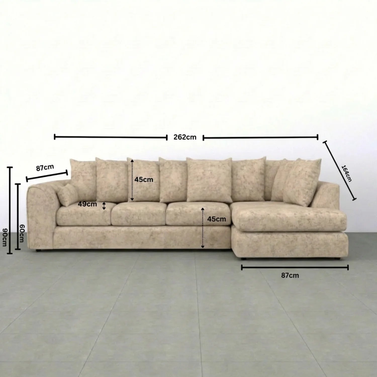 XL Right Hand Facing Beige