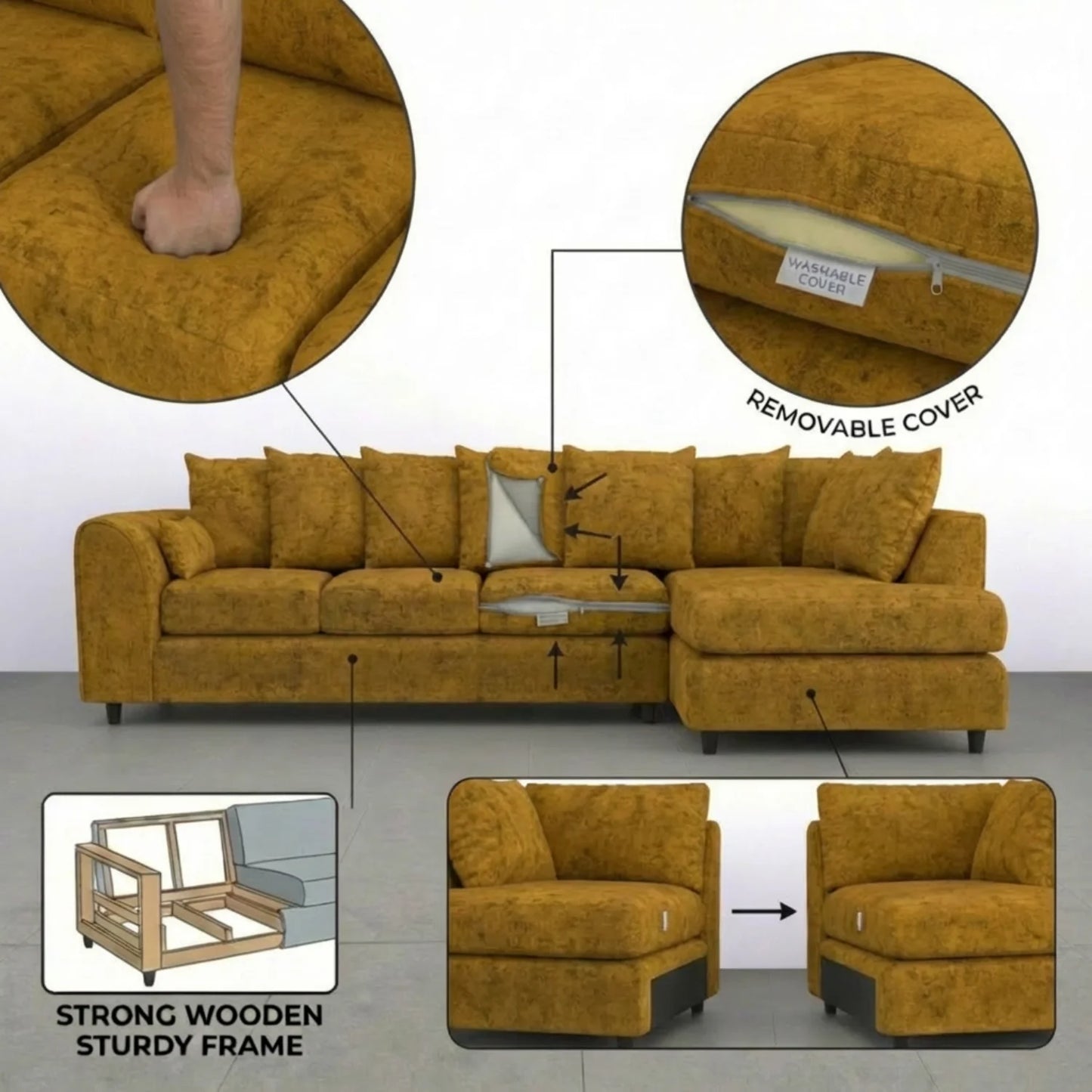 XL Right Hand Facing Mustard