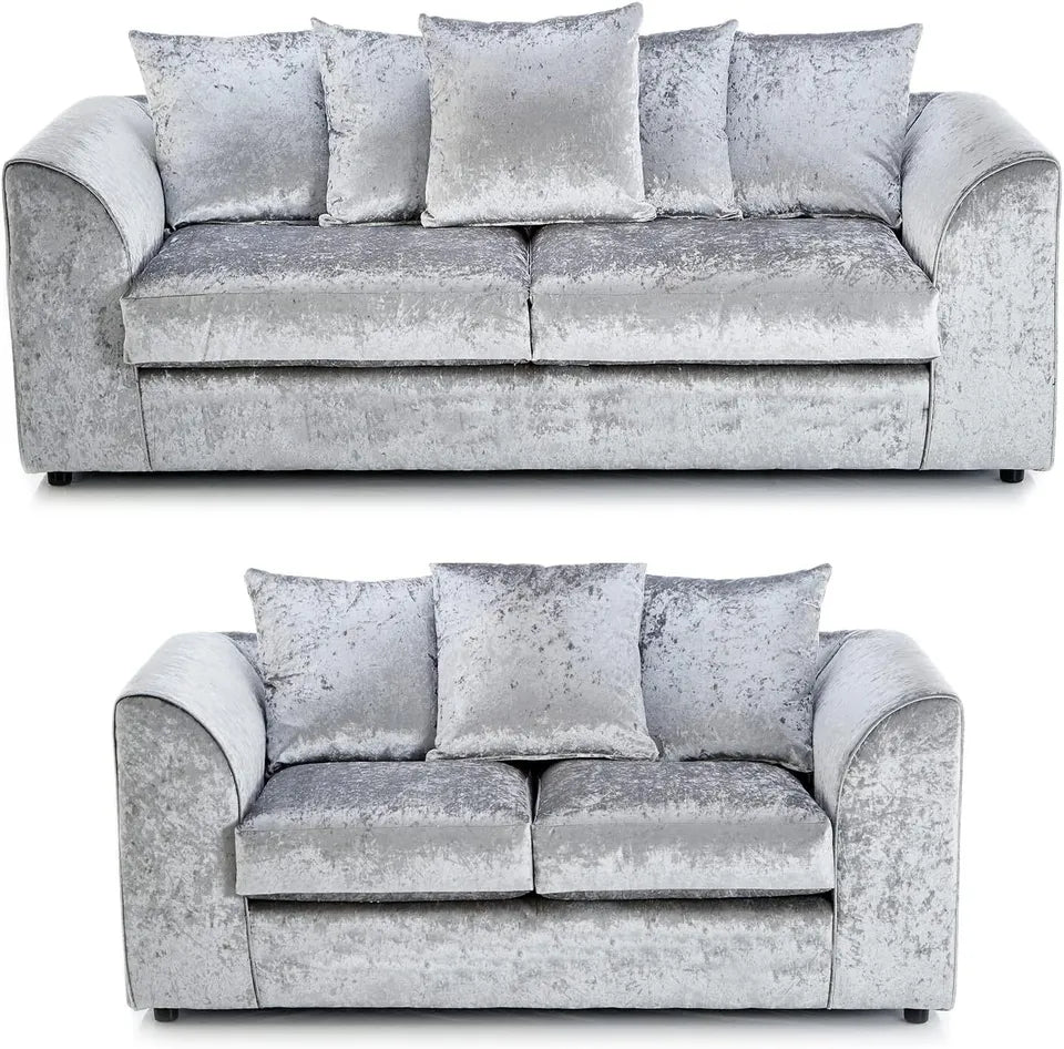 CRUSHED VELVET SCATTER BACK SOFA SET