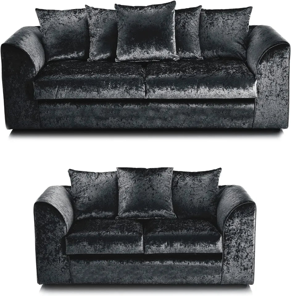 CRUSHED VELVET SCATTER BACK SOFA SET