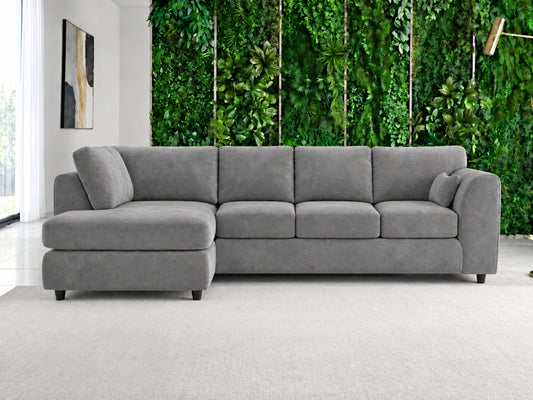 Plush Velvet Full Back XL L-Shape Sofa