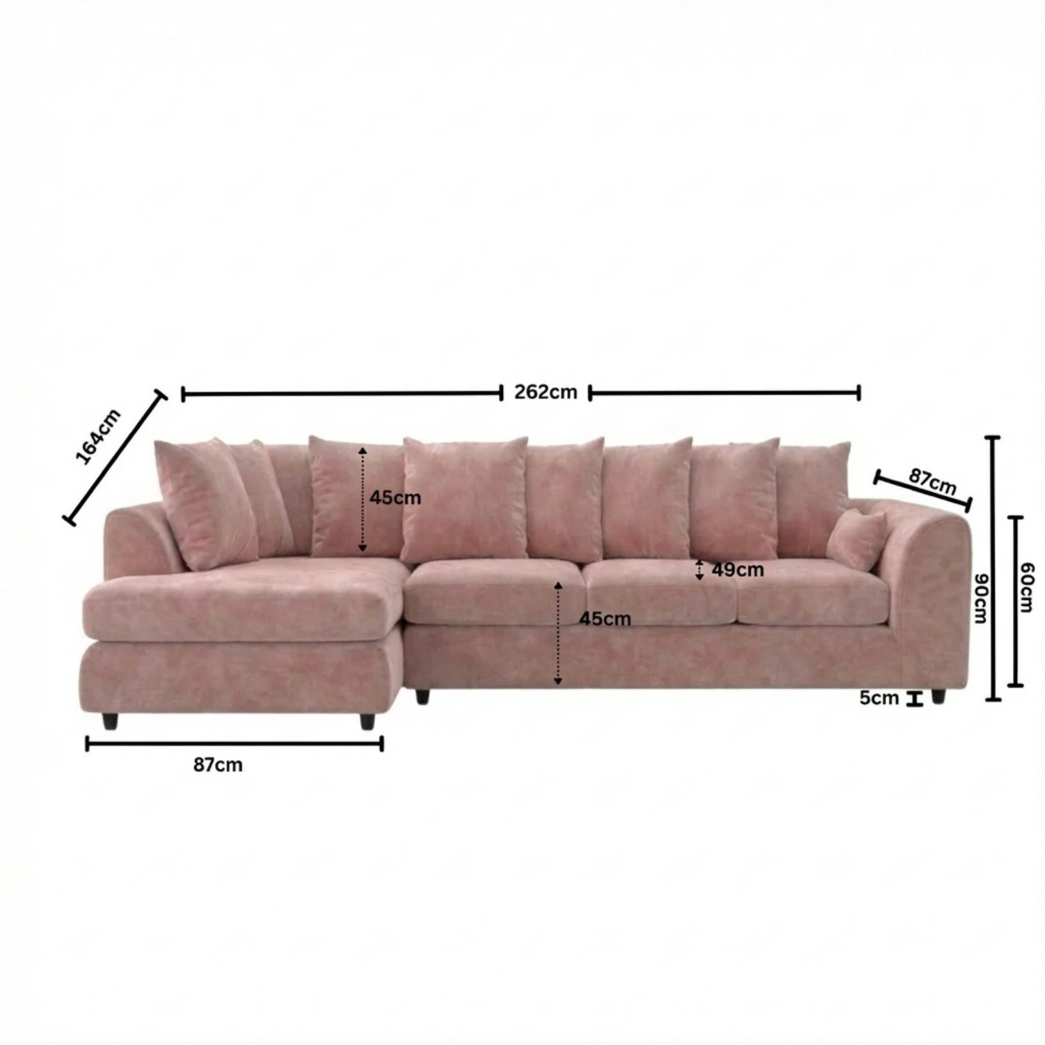 XL Left Hand Facing Pink