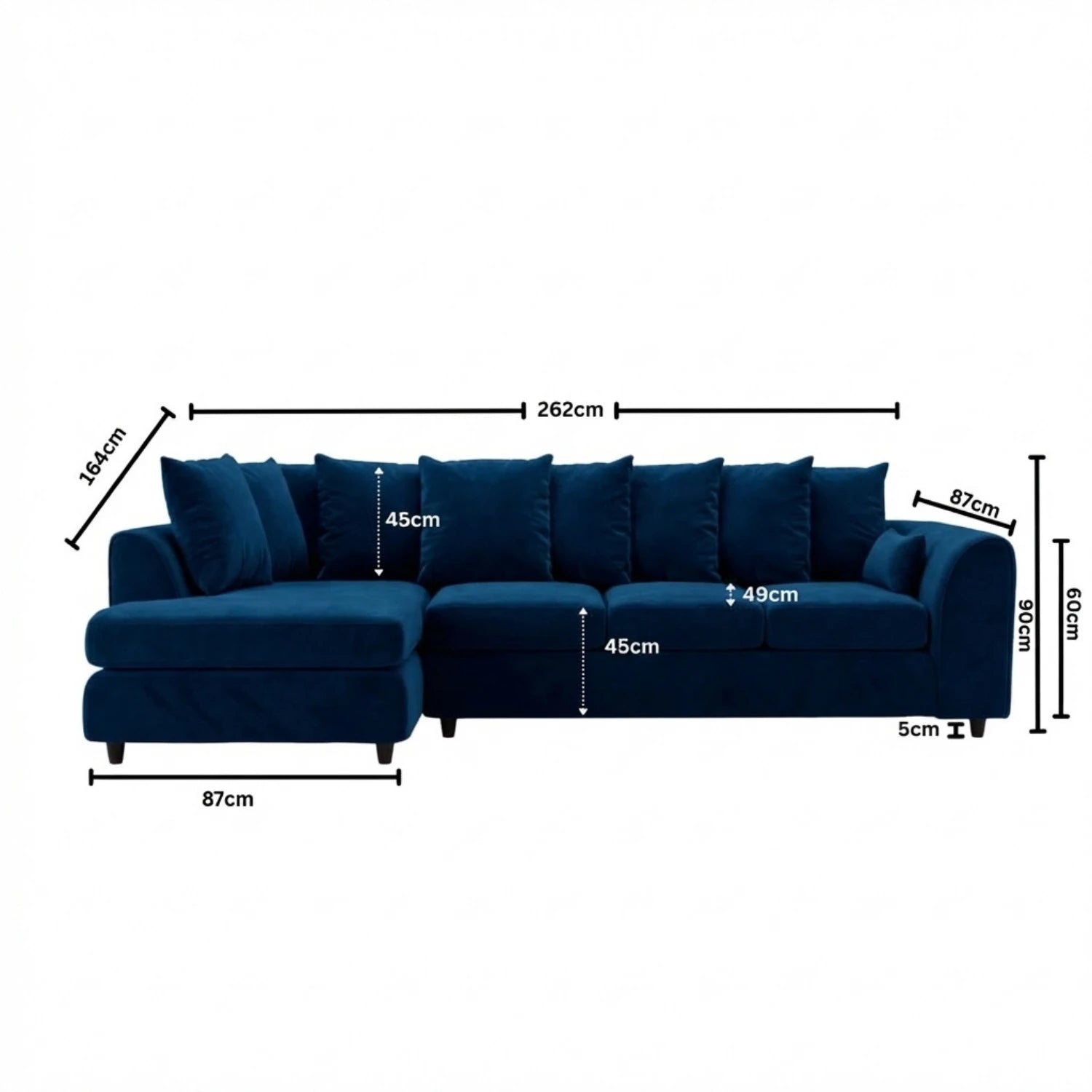 XL Left Hand Facing Midnight Blue
