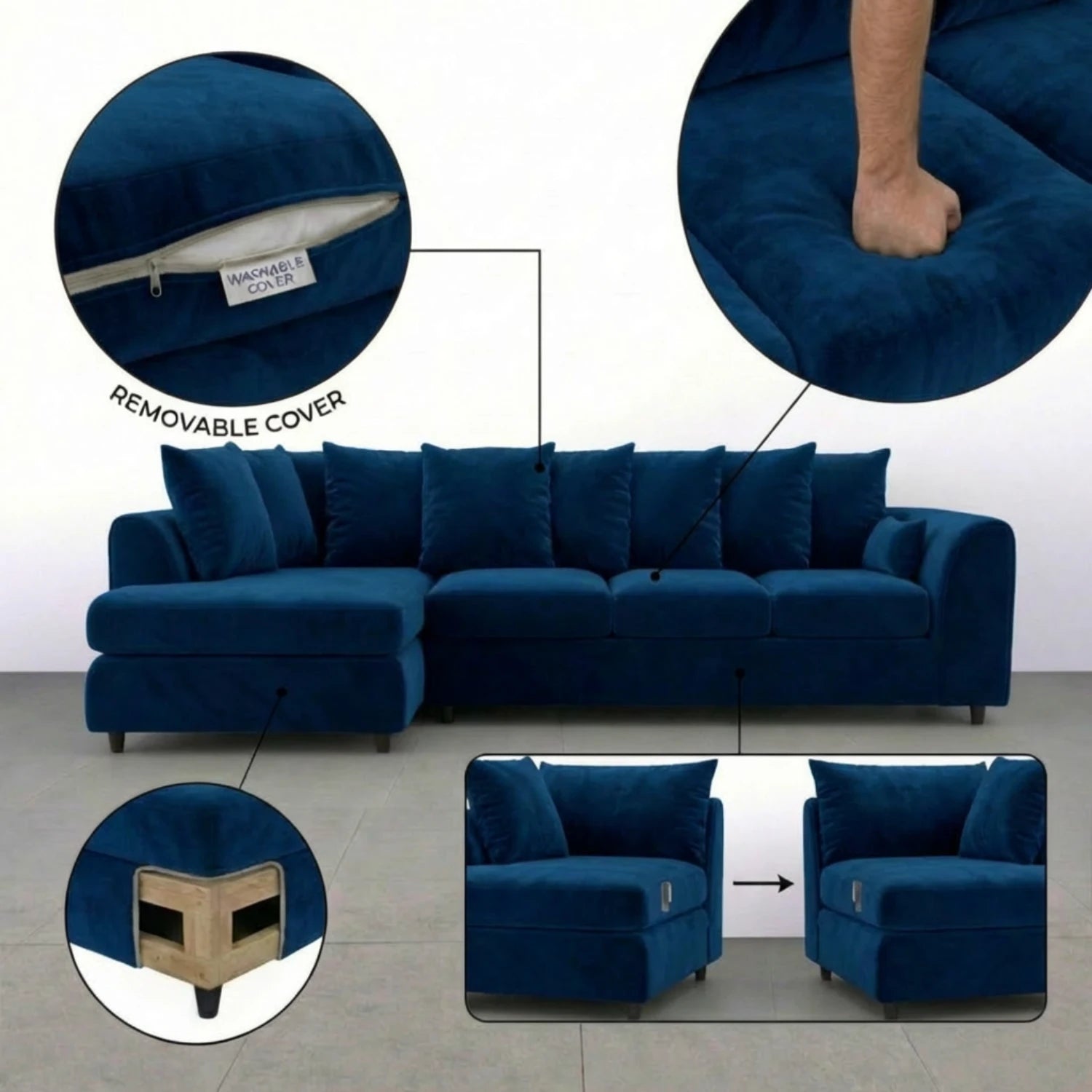 XL Left Hand Facing Midnight Blue