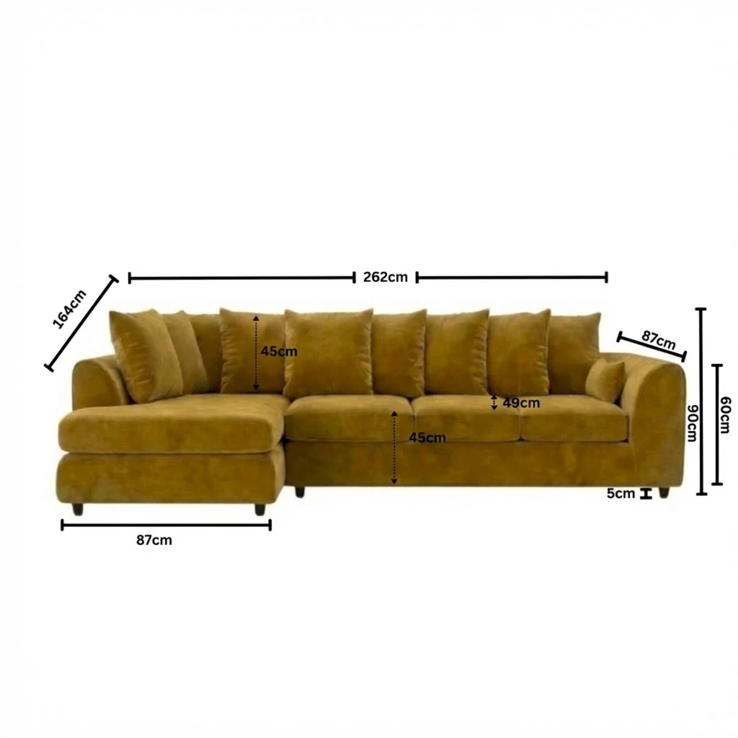 XL Left Hand Facing Mustard