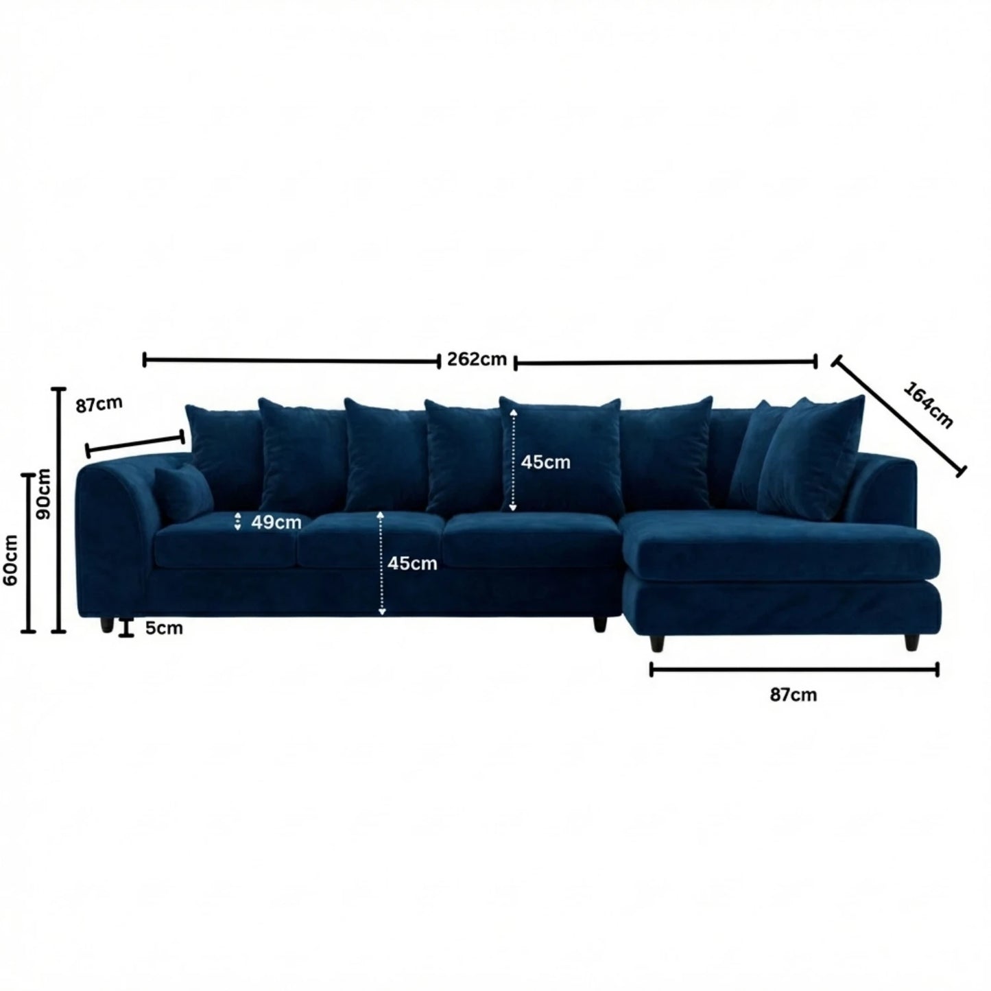 XL Right  Hand Facing Midnight Blue