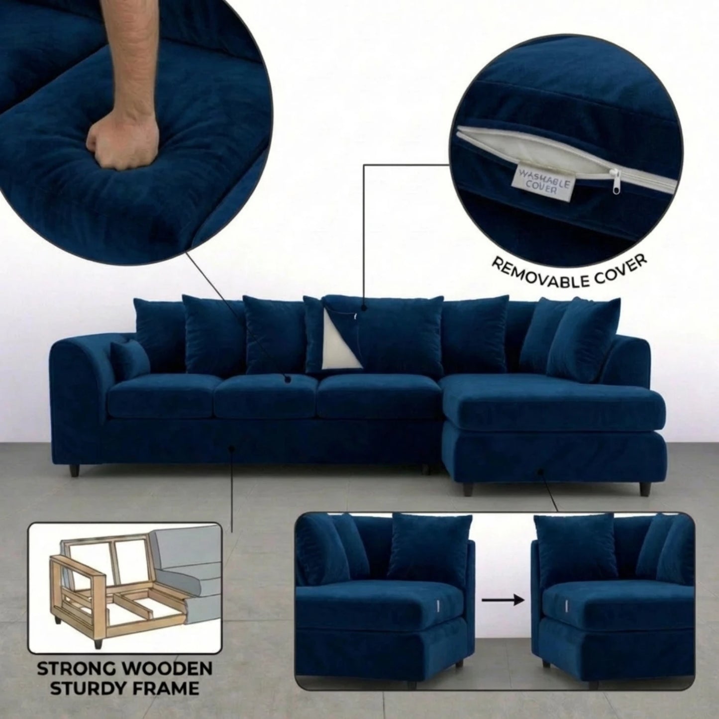 XL Right  Hand Facing Midnight Blue