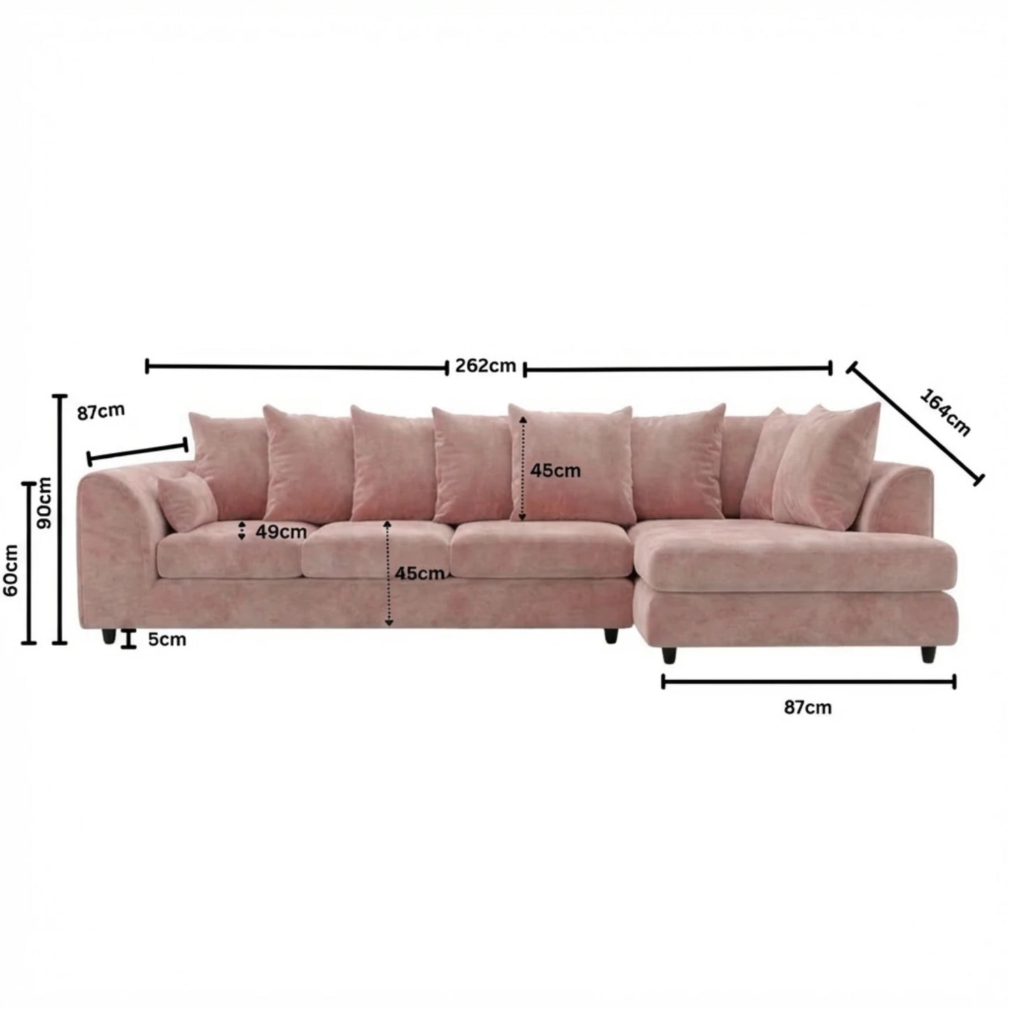 XL Right  Hand Facing Pink