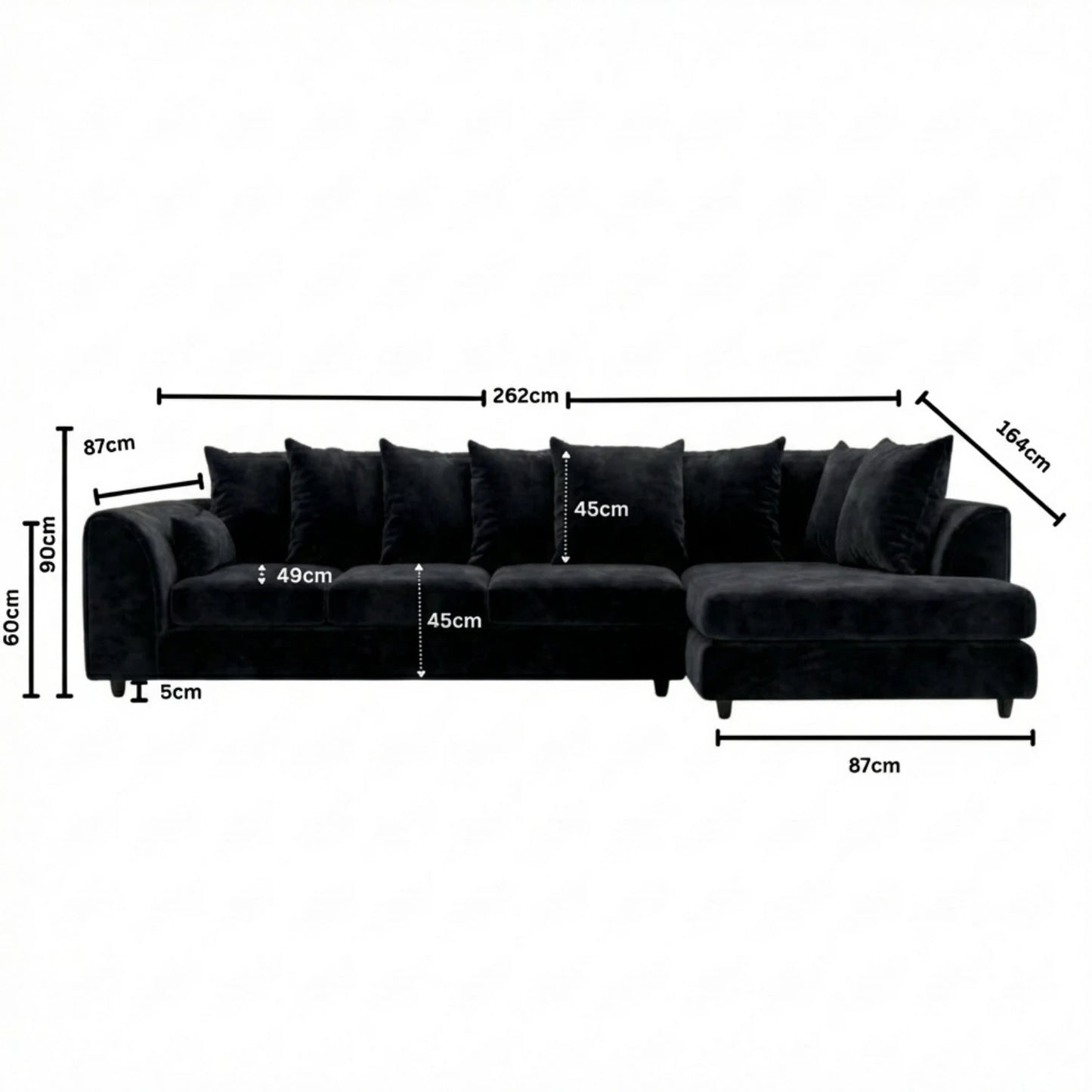 XL Right  Hand Facing Black