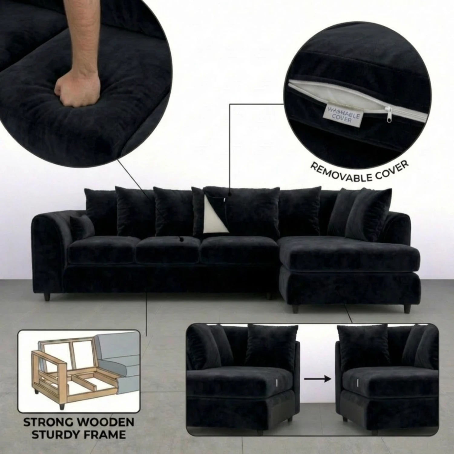 XL Right  Hand Facing Black