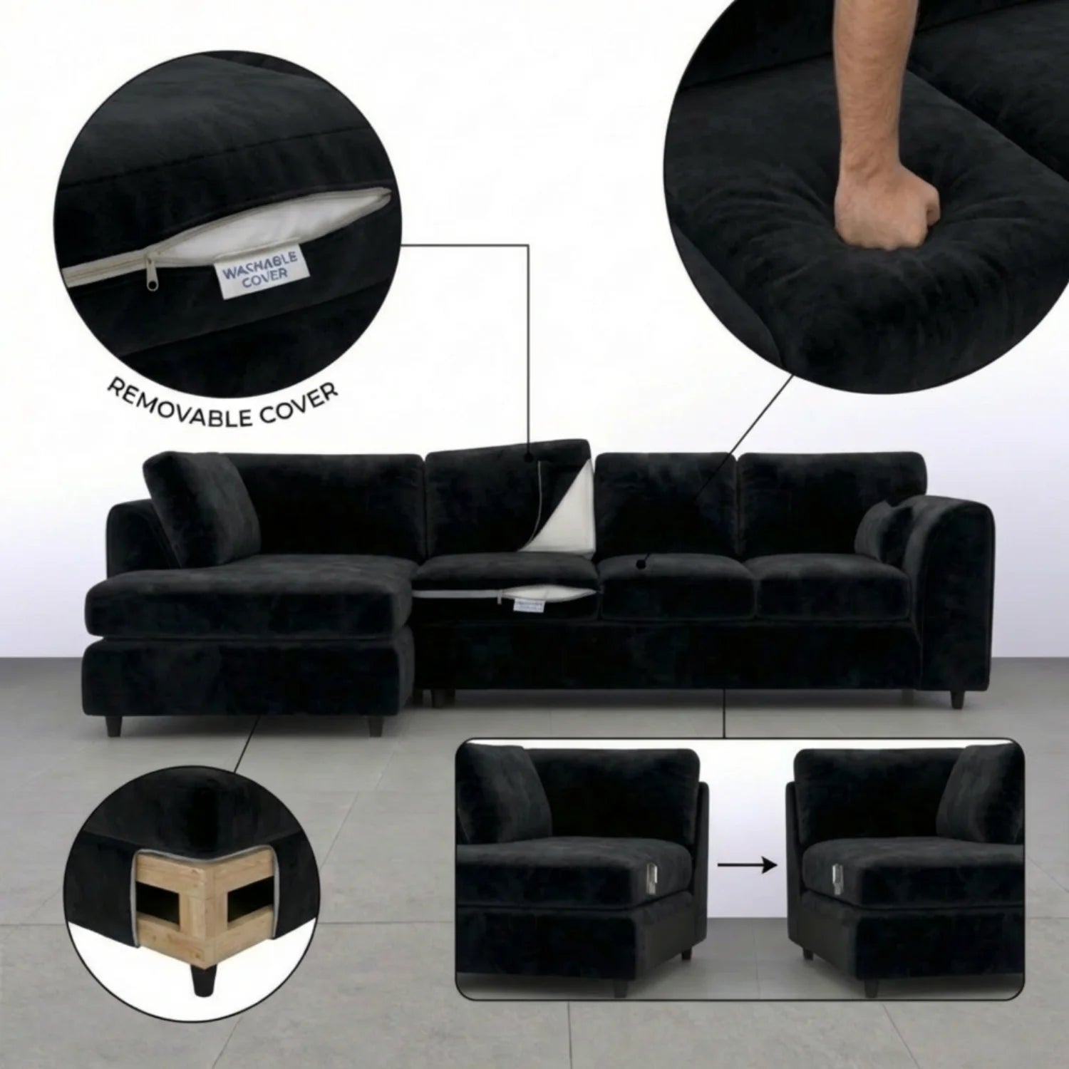 XL Left Hand Facing  Black