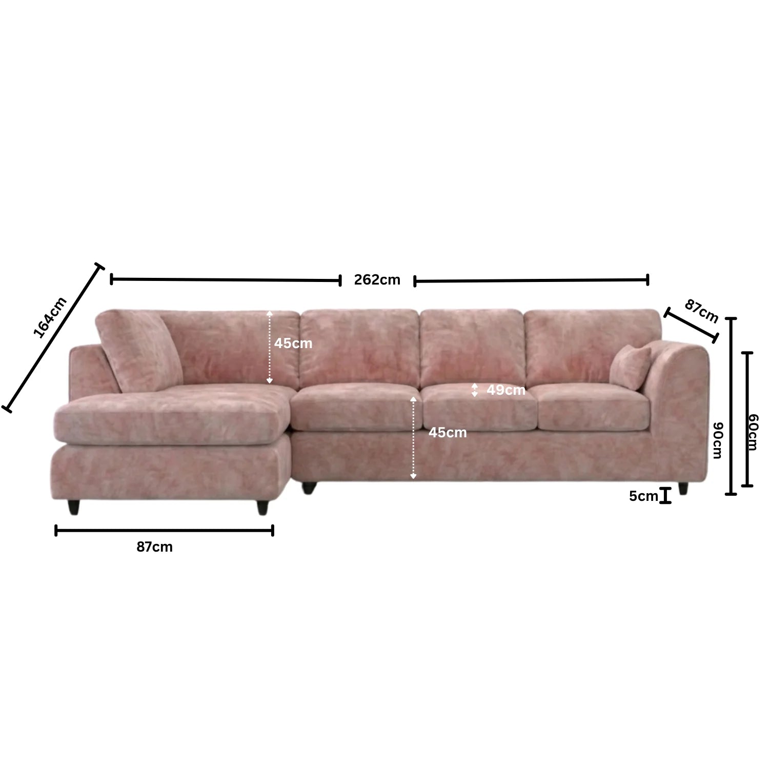 XL Left Hand Facing  Pink