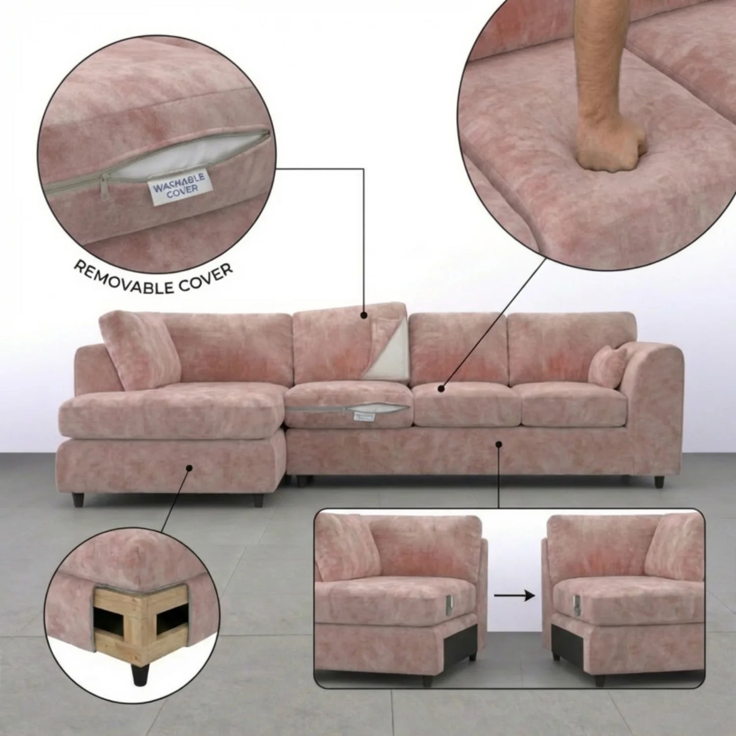 XL Left Hand Facing  Pink