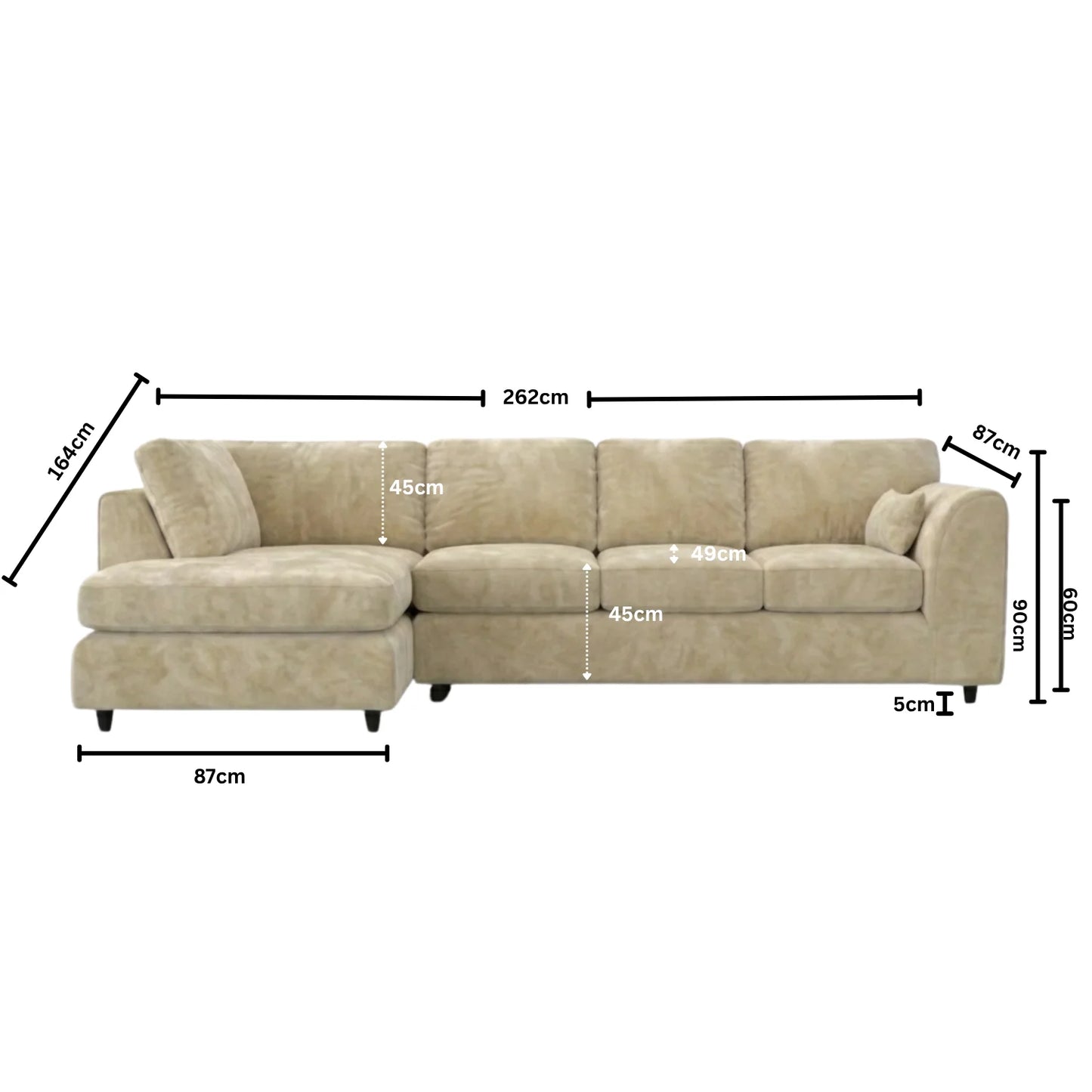 XL Left Hand Facing  Cream