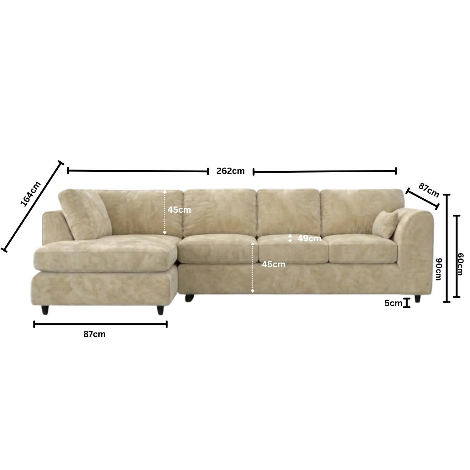 XL Left Hand Facing  Cream