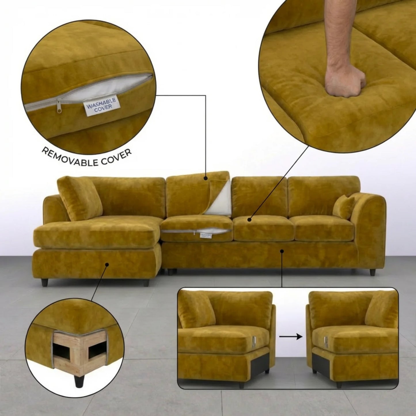 XL Left Hand Facing  Mustard