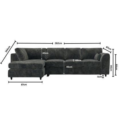 XL Left Hand Facing Dark Grey