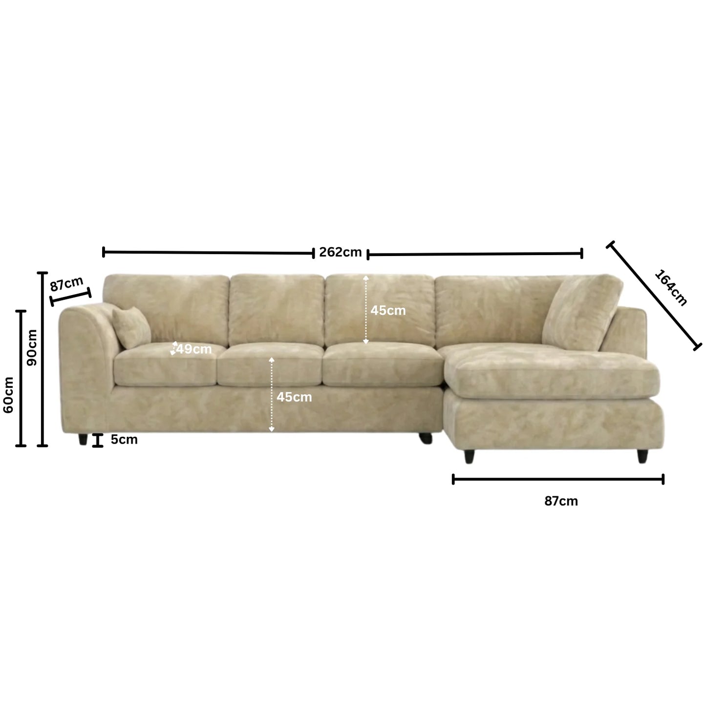 XL Right Hand Facing Cream