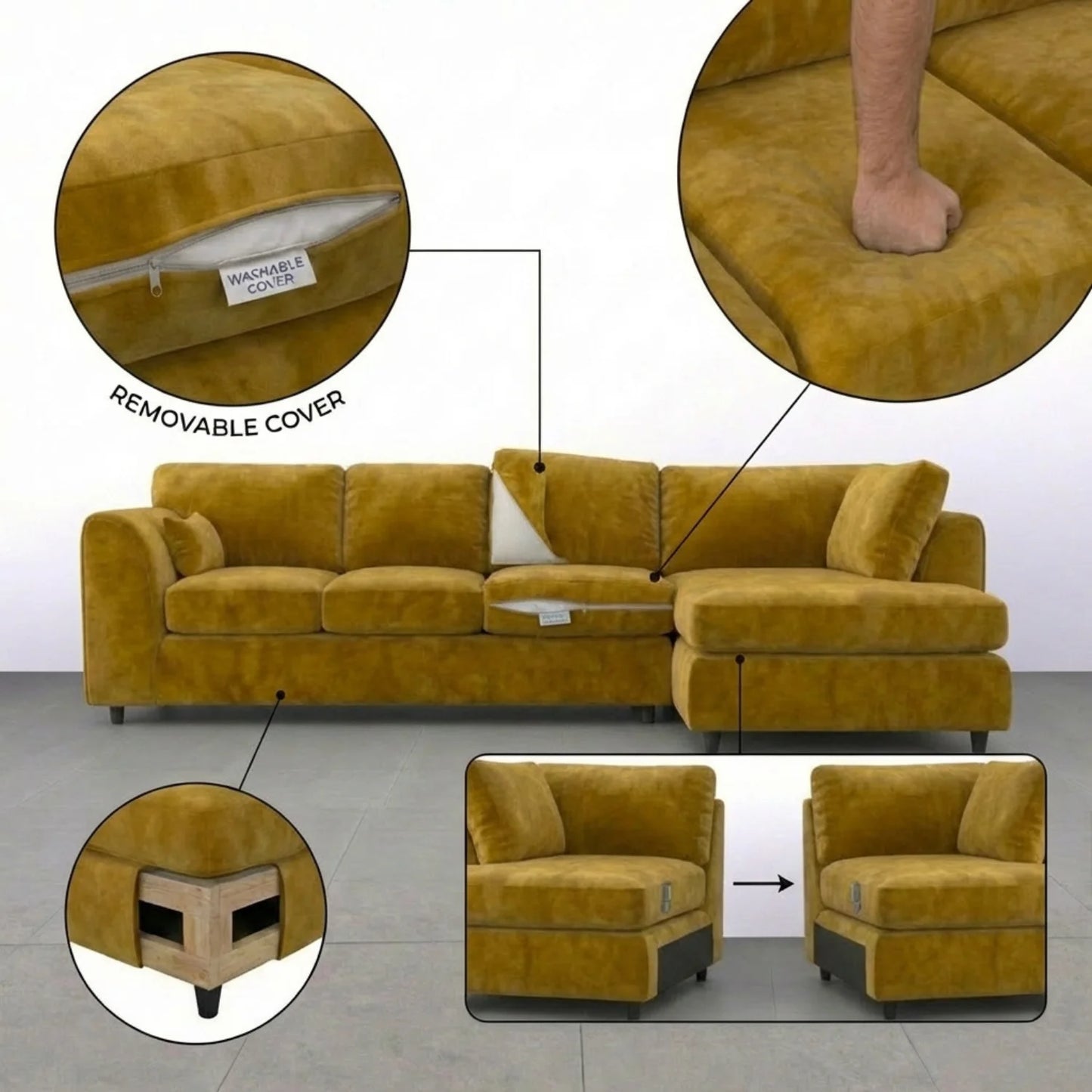 XL Right Hand Facing Mustard