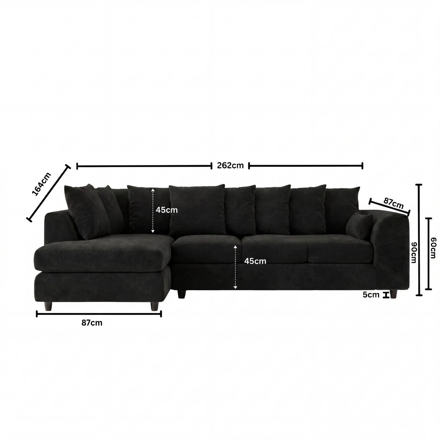 XL Left Hand Facing black