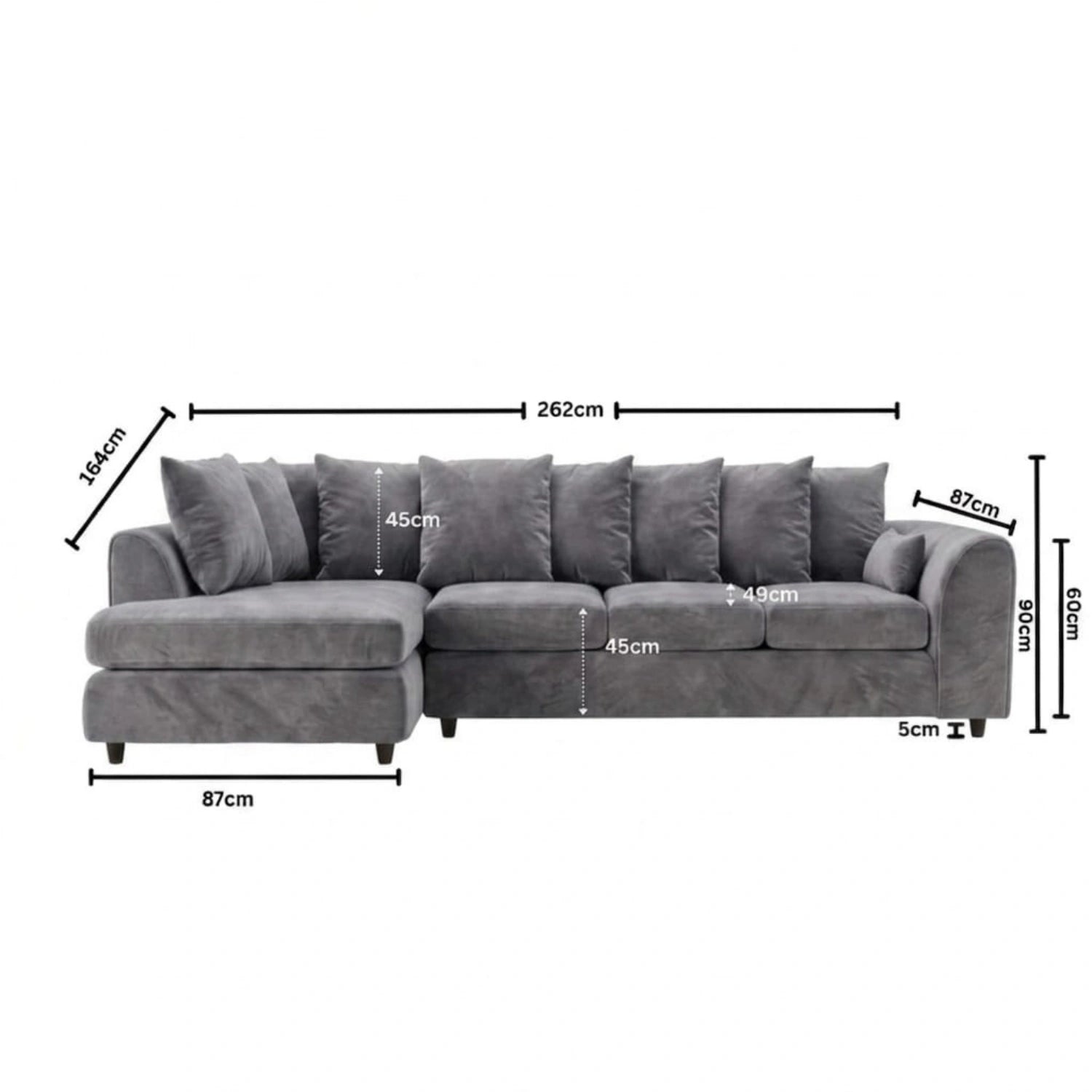 XL Left Hand Facing light grey