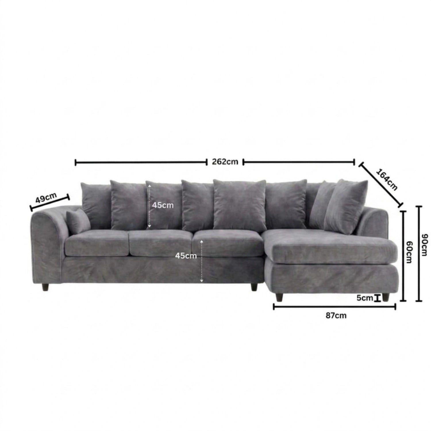 XL Right Hand Facing light grey