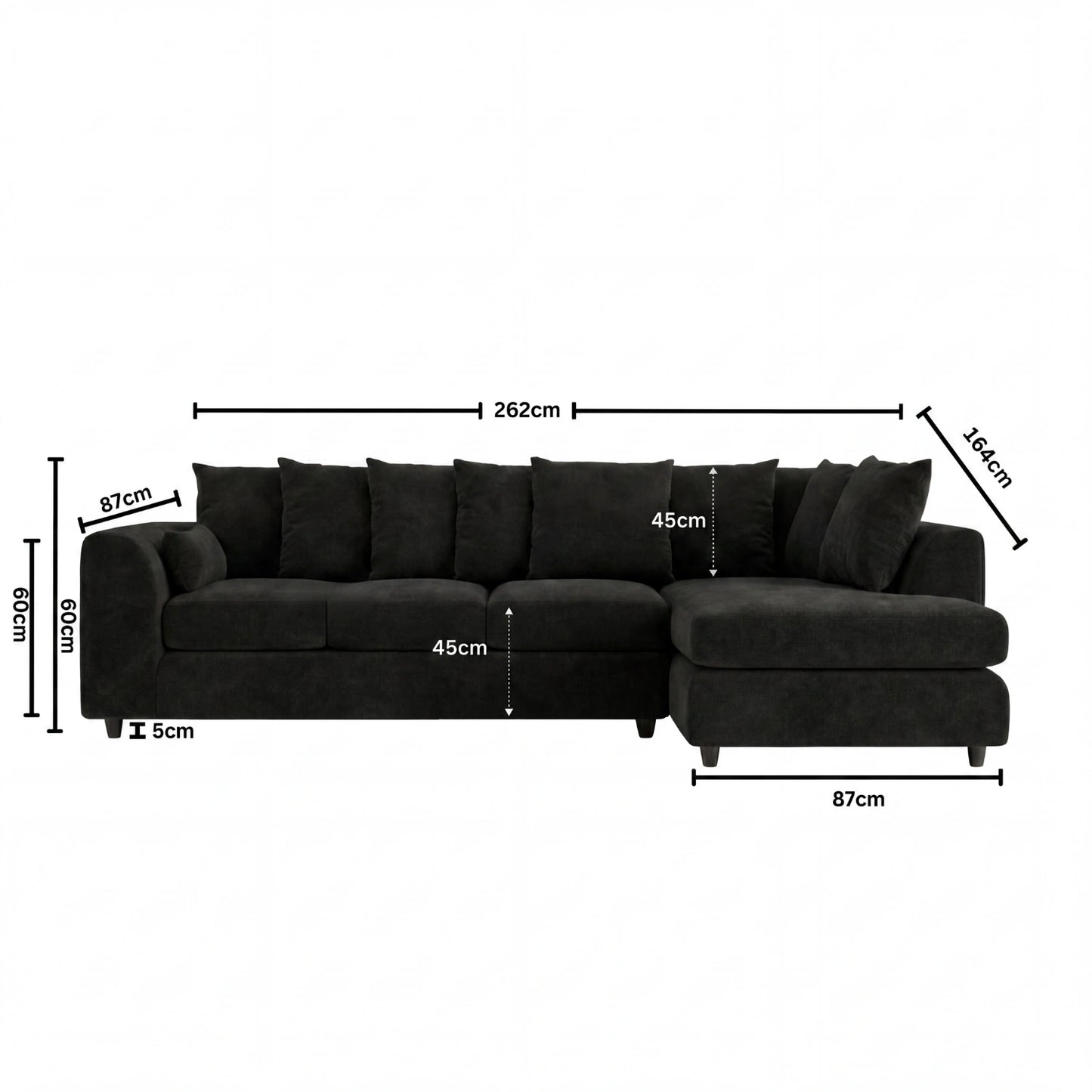 XL Right Hand Facing Black