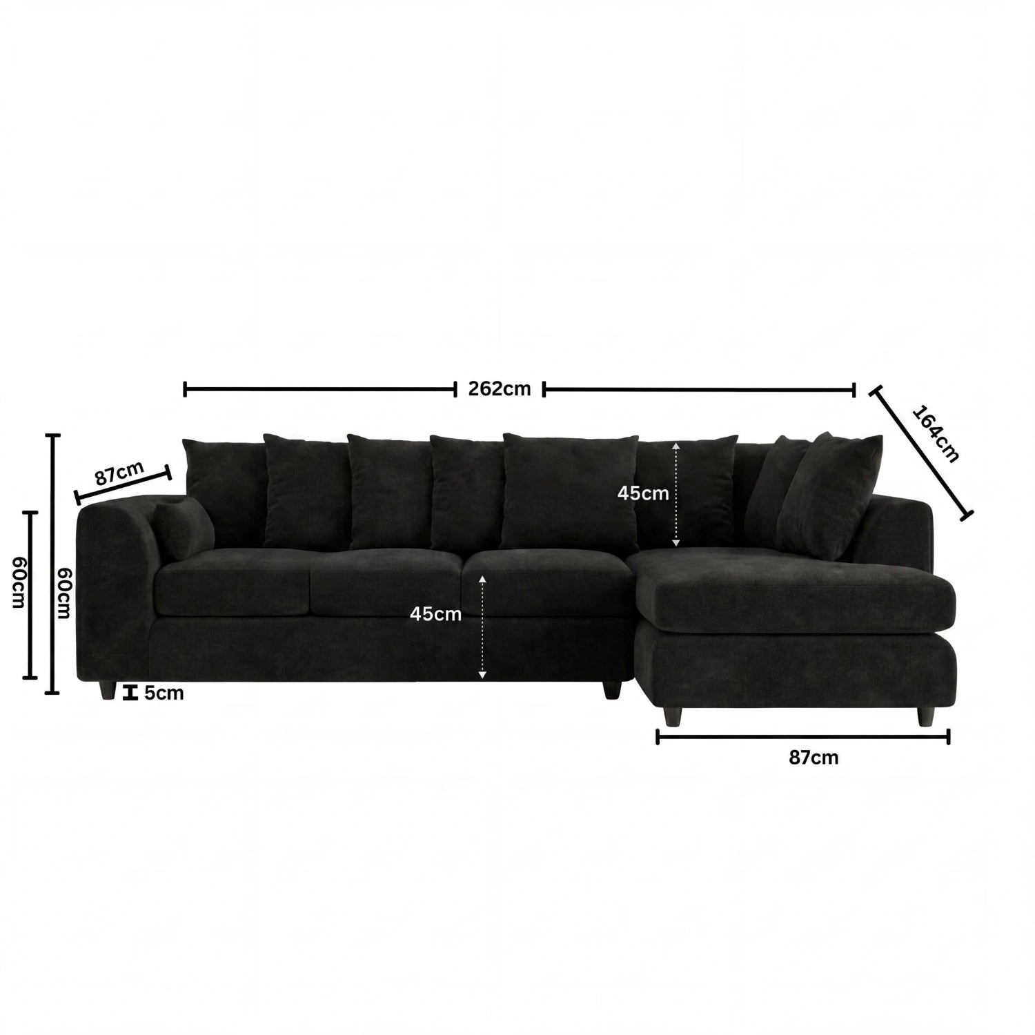 XL Right Hand Facing Black
