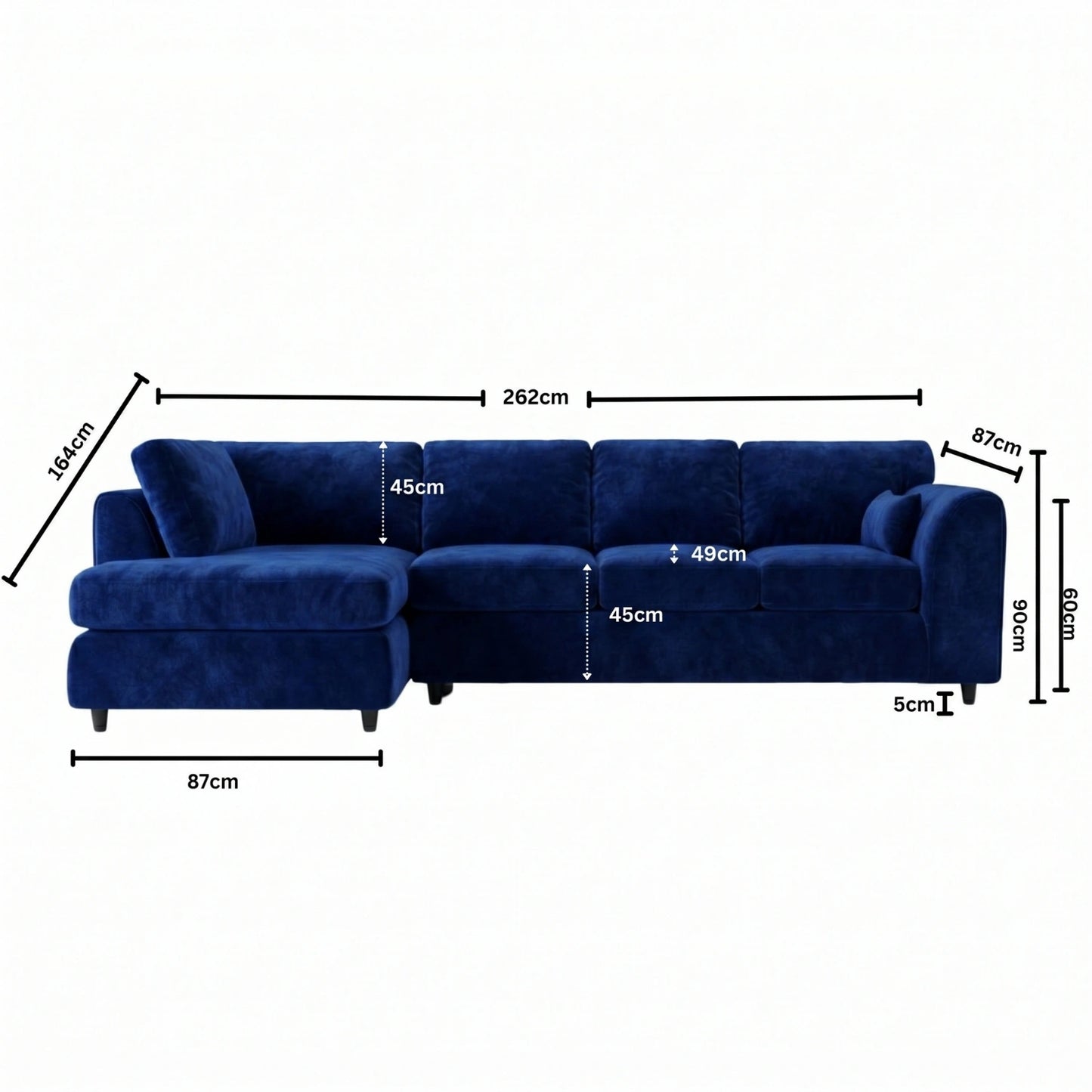XL Left Hand Facing Midnight Blue