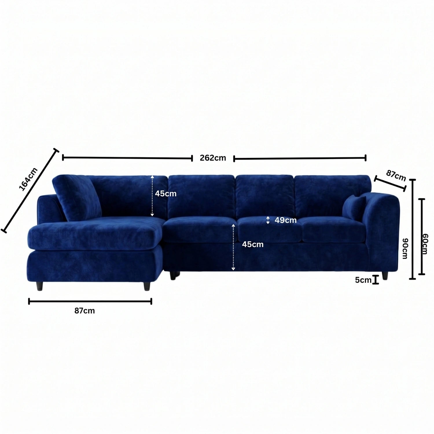 XL Left Hand Facing Midnight Blue