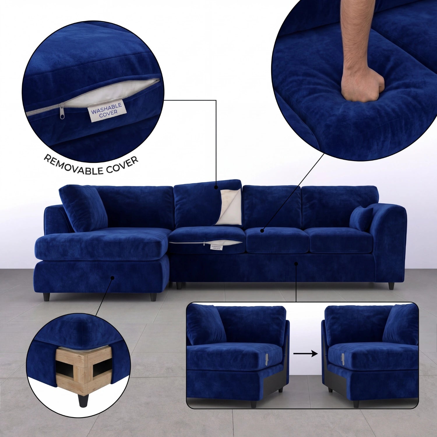 XL Left Hand Facing Midnight Blue