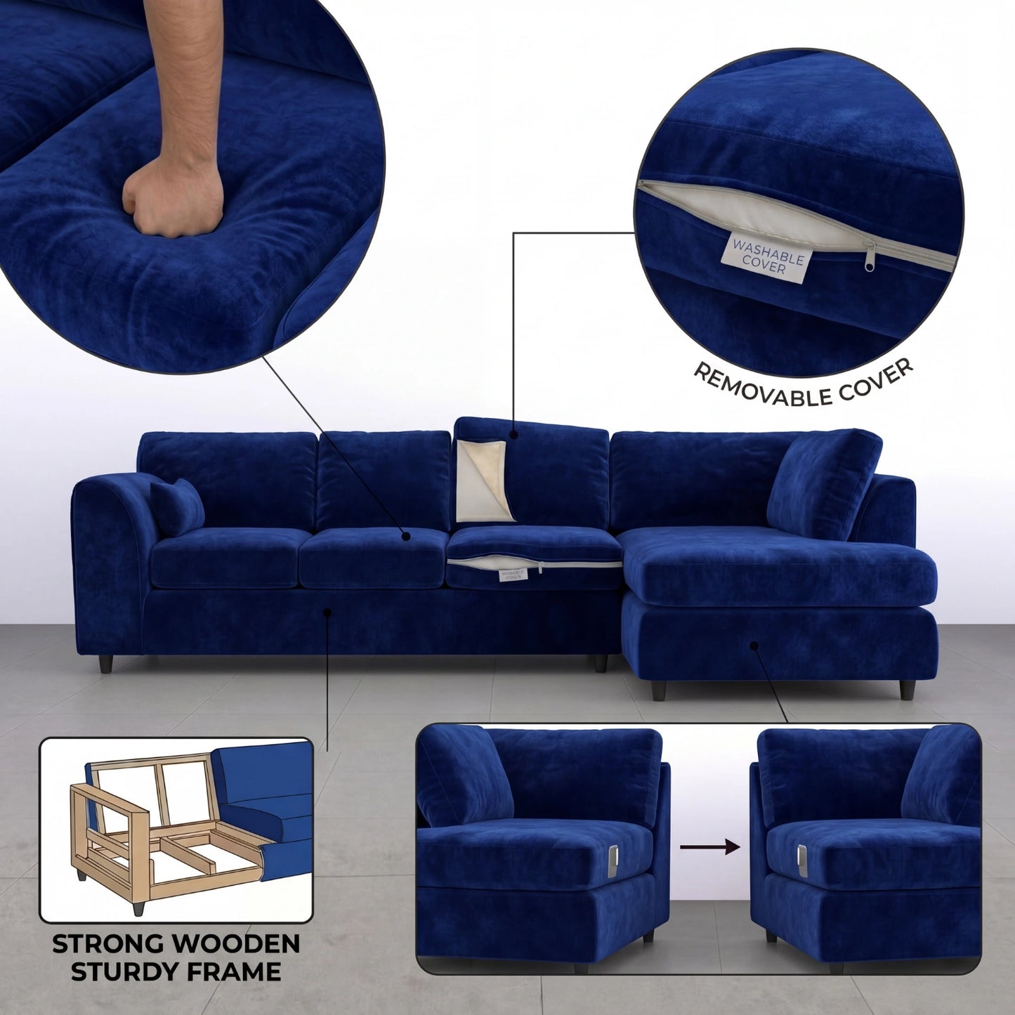 XL Right Hand Facing Midnight Blue