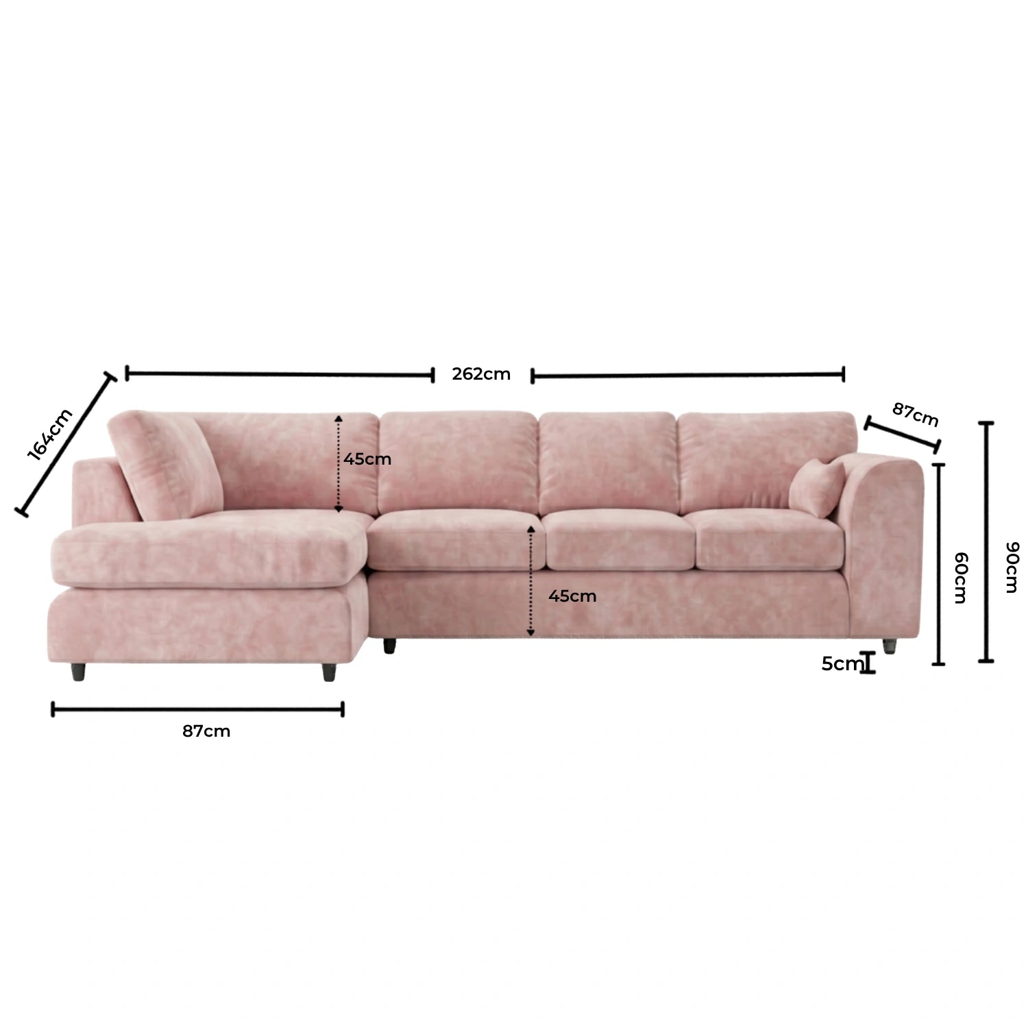 XL Left Hand Facing Pink