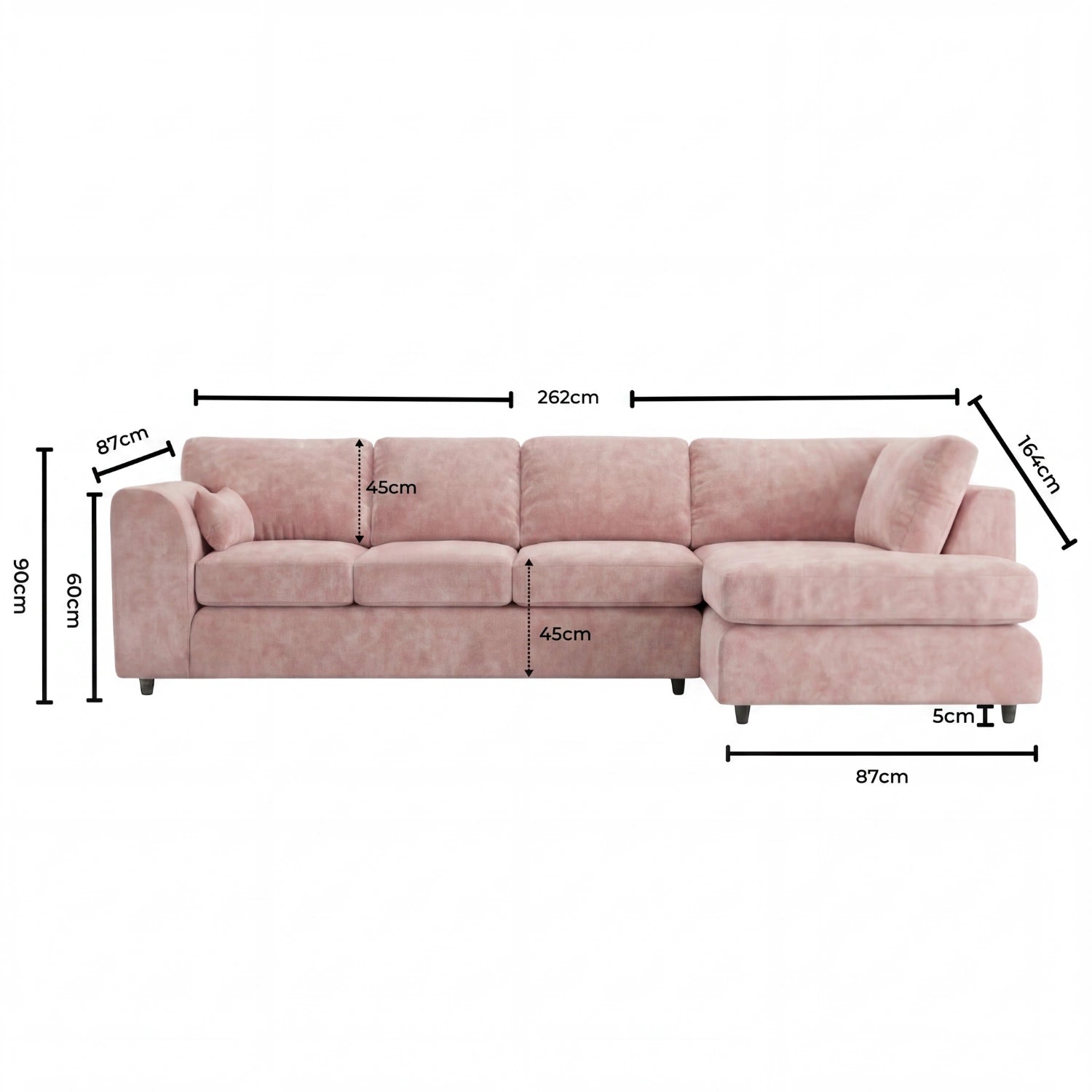 XL Right Hand Facing Pink